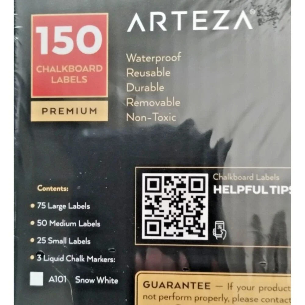 Arteza Chalkboard Labels Markers, 150 pieces, Waterproof Reusable Removable NEW
